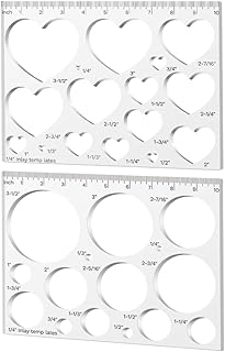 2 Pcs 15 in 1 Acrylic Router Templates for Woodworking Heart Inlay Template Decorative Router Jig Circle Template for Drawing Cut Guide Inlay Tools Accessories