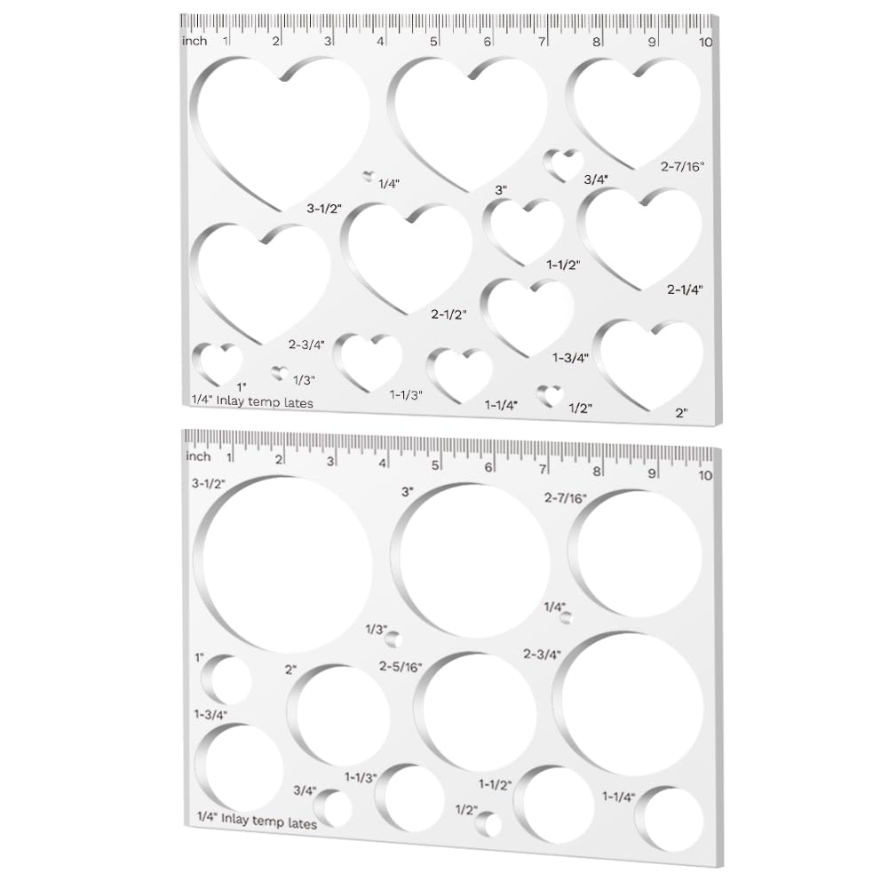 Acryl-Fräs-Vorlagen für Holzbearbeitung, Herz-Inlay-Vorlage, dekorative Frässtiftschablone, Kreisschablone zum Zeichnen, Schnittführung, Inlay-Werkzeuge, Zubehör, 2 Stück