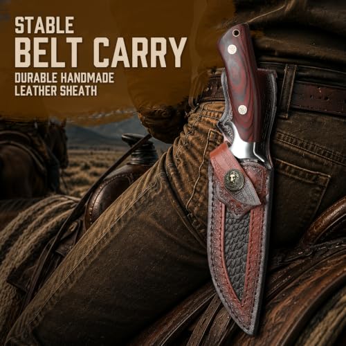 Purple Dragon Damascus Fixed Blade Knife with Sheath, Ideal Gift for Men - Image 5