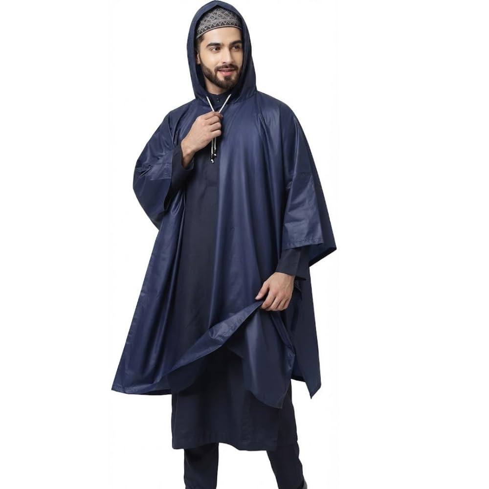 (𝐒𝐩𝐞𝐜𝐢𝐚𝐥 𝟏𝟓 𝐘𝐞𝐚𝐫𝐬 𝐖𝐚𝐫𝐫𝐚𝐧𝐭𝐲 Waterproof Raincoat for Men & Women, Navy Blue Reusable Hooded Full Body Rain Suit with Full Sleeves, Lightweight Waterproof Rainwear for-image-7