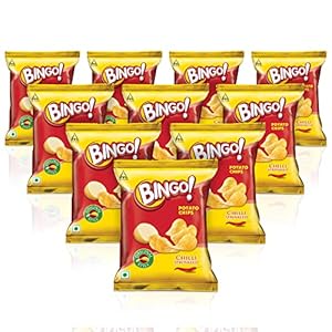 Bingo! Original Style Chilli Potato Chips, 450g/520g (Pack of 10) (Weight May Vary)