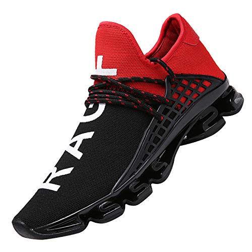 DUORO Mens Slip On Road Running Shoes Breathable Lightweight Comfortable Walking Shoes Athletic Gym Tennis Shoes for Men 7.5 Wide Red