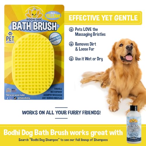 Image of Bodhi Dog Shampoo Brush | Pet Shower & Bath Supplies for Cats & Dogs | Dog Bath Brush for Dog Grooming | Long & Short Hair Dog Scrubber for Bath | Professional Quality Dog Wash Brush