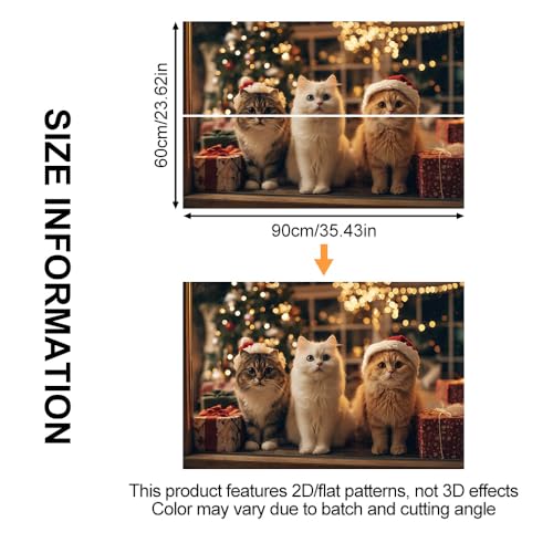 Image of Christmas Cats Santa Hat Backsplash Peel and Stick, 35.4x23.6 in