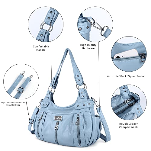 Image of Angel Kiss Large Purses and Handbags for Women Washed Faux Leather Crossbody Hobo Satchel Shoulder Handbag Tote Purse