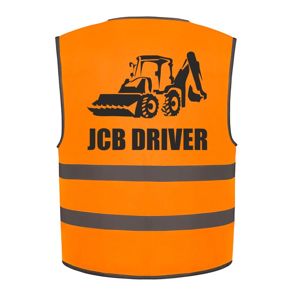 Brook Hi Vis JCB Digger Driver Kids Hi Vis Vest Children's High Visibility Reflective Safety Waistcoat Construction Builder, Add child's name to the front, Personalised