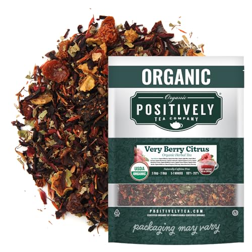Organic Positively Tea Company, Very Berry Citrus, Herbal Tea, Loose Leaf, 16 Ounce