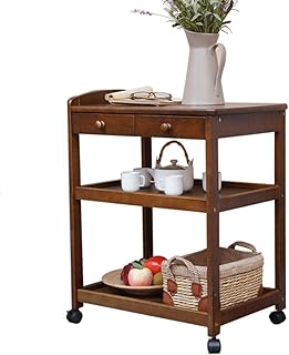 Trolley Bar Serving Cart, Wine Cart for Home Kitchen Hotel 3 Tier Kitchen Storage Trolley Island Trolley with Wheels, Multipurpose Wooden Trolley,Storage Organizer,for Kitchen and Living R