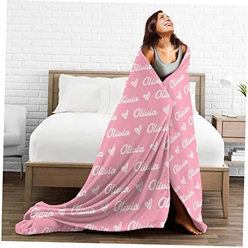 Naispanda Personalised Name Custom Thin Blanket for Baby Kids Youth Teenager Adult Anti-pilling Flannel Text Initials Monogram Gifts Customised Throws Blankets For Best Friends Couple Birthday Gift