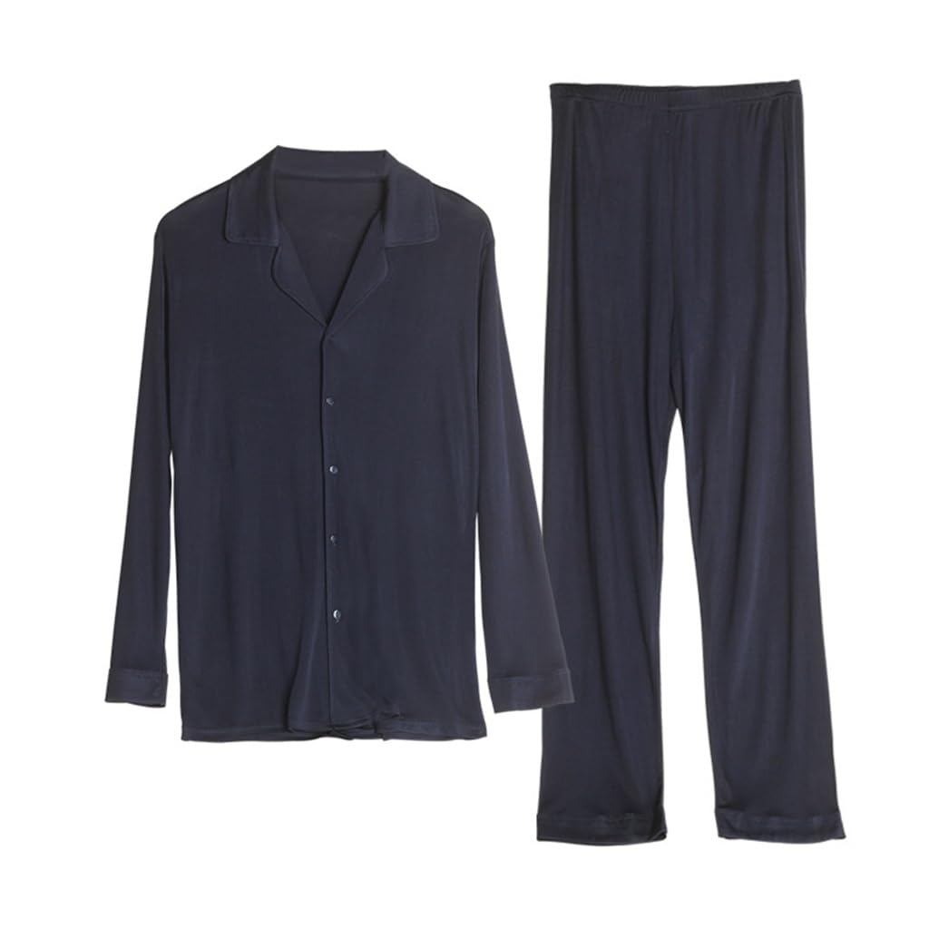 Pyjama en soie de mûrier manches longues costume d'automne confortable XXL