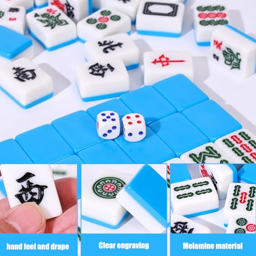 Chinese Mahjong Juego de Mesa Mini con 144 Fichas y 2 Dados miniatura 2