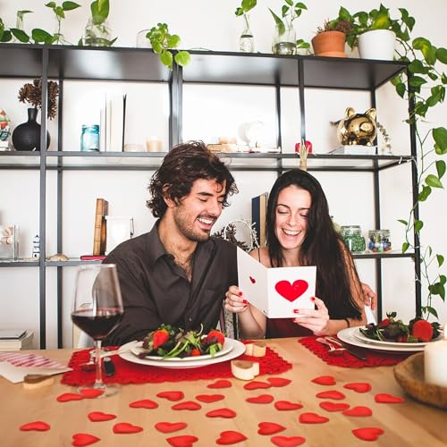 Image of 200 Pieces 1.4 Inch Love Heart Confetti 3D Sponge Petals Table Decorations - Red Scatter Crafts for Valentine's Day, Wedding, Anniversaries, Engagement, Bridal Shower, Proposal Party Favors