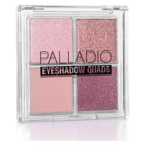 Palladio Eyeshadow Quads Velvety Pigmented Blendable Matte, Metallic & Shimmer Finishes, Creamy Formula, Four Way Quad Eye Shadow Palette, Talc-Free (Girly) Cover