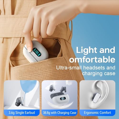Wireless Earbuds Bluetooth 5.3 Headphones Stereo Sound Binaural ENC Noise Canceling 48hrs Playtime With Digital Display Charging Case IPX7 Waterproof Earphones in-Ear Earbud for TV Phone Laptop White - Image 3