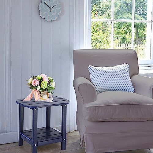 Lzrs Double Adirondack Side Table, Outdoor Side Tables, End Tables For Patio, Backyard,Pool, Indoor Companion, Easy Maintenance & Weather Resistant (Navy Blue) #TOP1