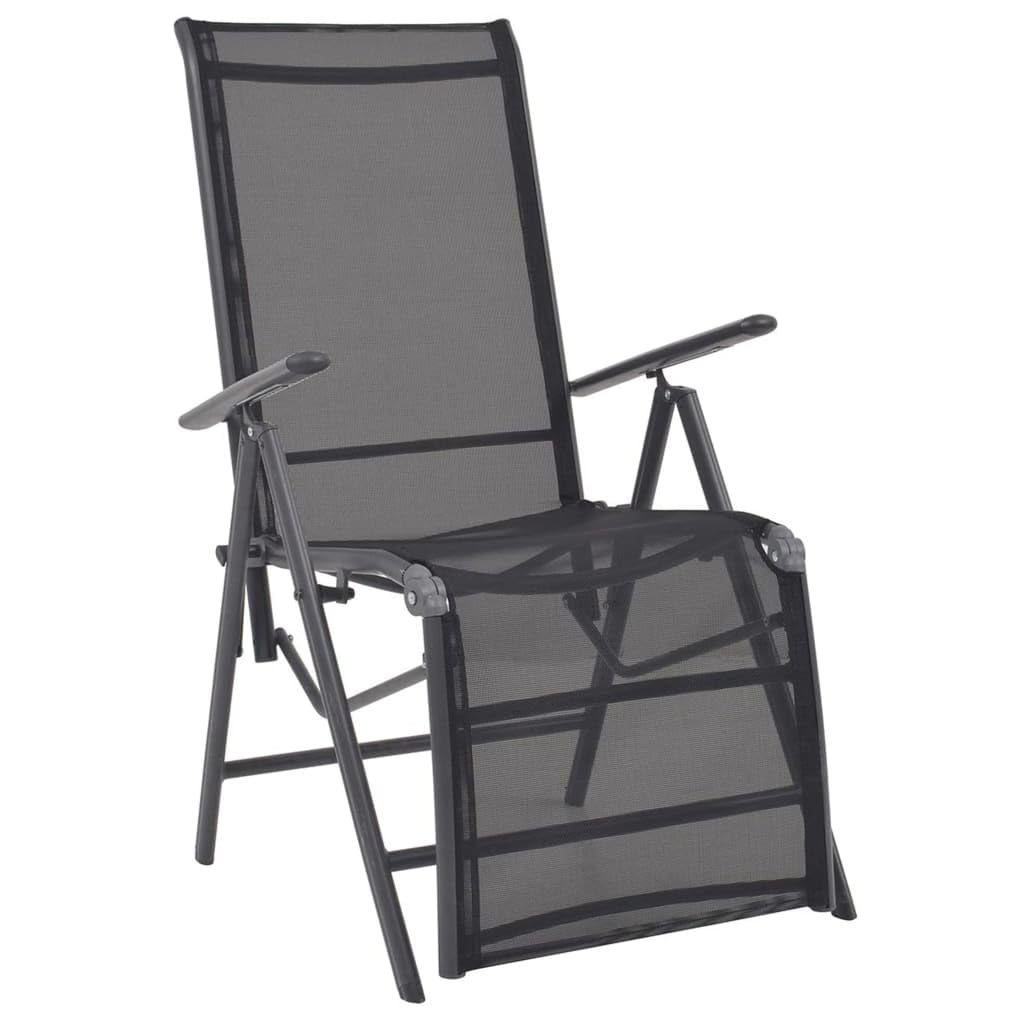 Aluminiowy leżak do leżenia, czarny, tekstylen, 58,5 x 69 x 90-110 cm, 7-stopniowa regulacja leżak relaksacyjny z podnóżkiem, składany, do ogrodu, na balkon, taras, na zewnątrz, odporny na