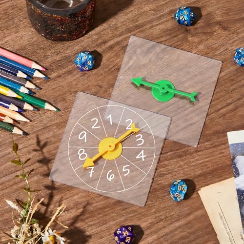 Image of Gejoy 10 Pack Transparent Spinners Bulk for Classroom Clear Spinners Dry Erase Math Game with Rotating Arrow (Multicolor)