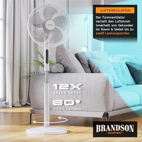 Brandson - DC Standventilator energiesparend ECO - Preisträger 2026 - sehr leise - mit Fernbedienung - Brushless Silent Motor - Oszilation 80° - Ventilator Timer – 12 Stufen 5