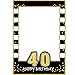 Glittery 40th Birthday Selfie Photo Booth Frame Black and Gold Birthday Party Photo Props - Upgraded Version with Support Cardboard
