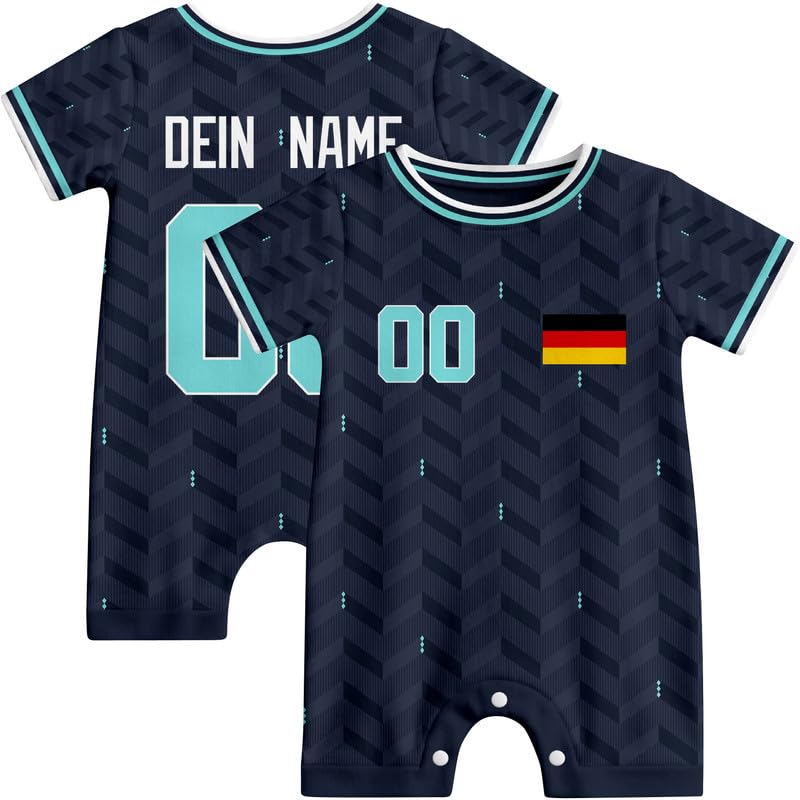 Babybody Shirt mit Eigenem Namen Nummer, Personalisiertes Kurzarm Babykleidung Geschenke für Mädchen Junge, Atmungsaktiv