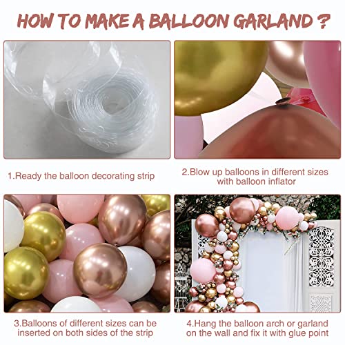 Pink Balloons Garland Arch Kit, Rose Gold Pink White Gold Metallic Balloons, Birthday Party Balloons For Baby Shower, Bridal Shower, Wedding, Birthday, Anniversary Party #TOP5