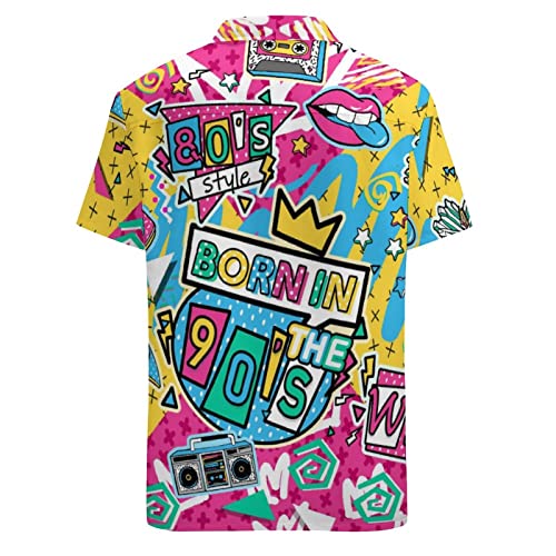 LARSD 80s Shirts for Men - 90s Button Up Vintage Retro Hawaiian Beach Neon Disco Funny Party Shirt3