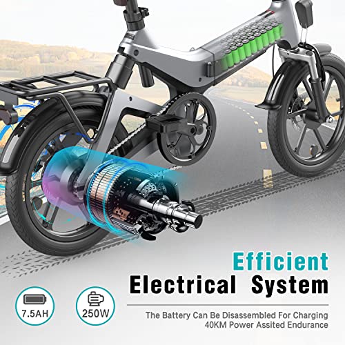 HITWAY Electric Bike Lightweight 250W Electric Foldable Pedal Assist E-Bike with 7.5Ah Battery, 16inch, for Teenager and… - Image 3