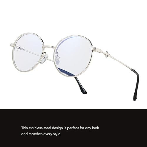Miniatura 7 de Readerest Lentes de lectura con bloqueo de luz azul (plata, 2 aumentos), gafas de computadora, a la moda para hombres y mujeres, antirreflejos,
