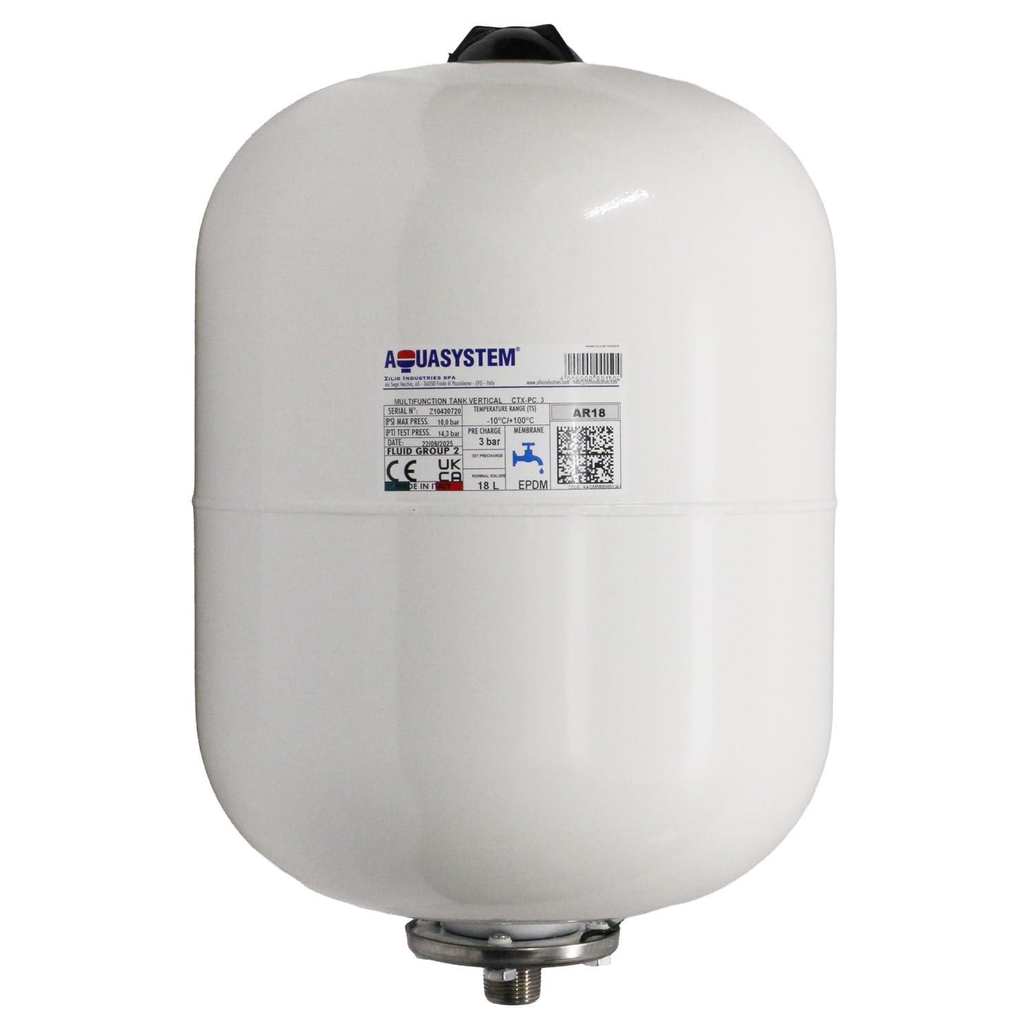 Unvented Components Europe Men's White Reliance Ar18 – Aquasystem 18 Litre 3 Bar 3/4 Mi Potable Expansion Vessel Xves050050