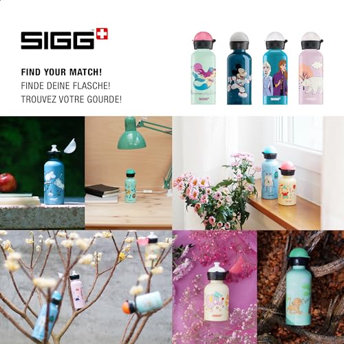 Sigg - Alu Trinkflasche Kinder - KBT Nixie - Auslaufsicher & Bruchsicher - Federleicht - BPA-frei - Klimaneutral Zertifiziert - Sport & Schule - Weissgrün & Rosa - 0,4L
