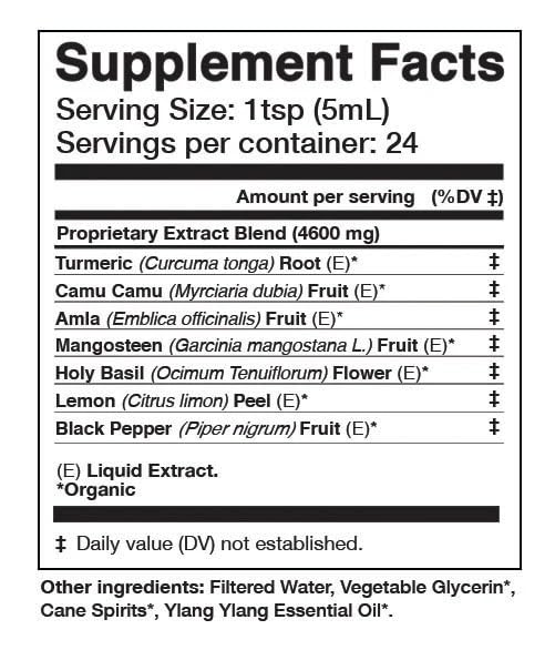 Anima Mundi Apothecary Curam Organic Beauty Elixir - Liquid Turmeric Tincture - Adaptogenic Herbal Tincture with Organic Turmeric Root Extract - Add to Tea, Coffee, Smoothies & More (4oz / 118ml)