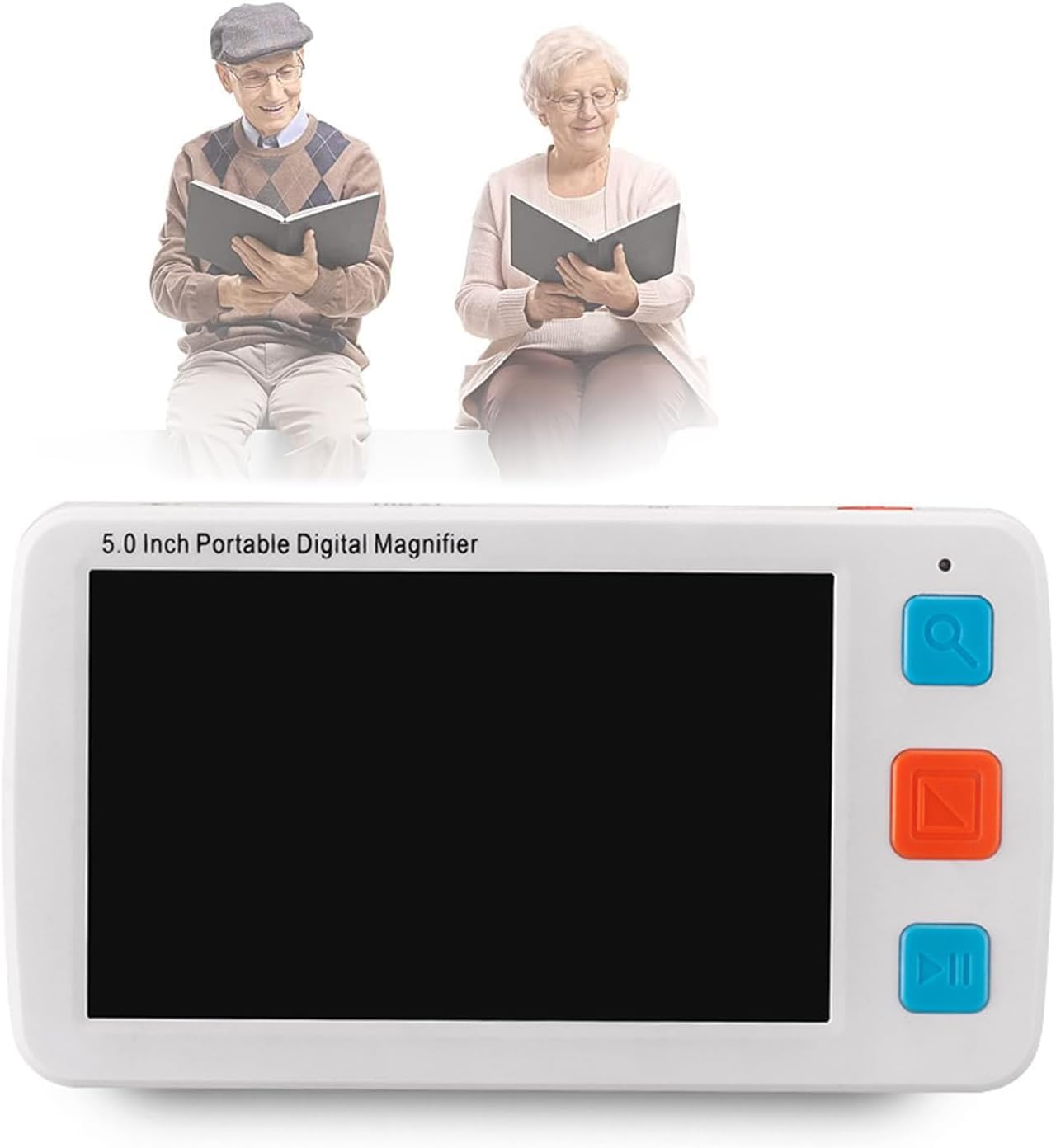 Portable Digital Magnifier, Low Vision Digital Magnifier Handheld Reading Aid, 5.0inch Reading Magnifier Electronic Video Magnifier with Color Dual Camera Screen Lock HD, for Reading, Writing