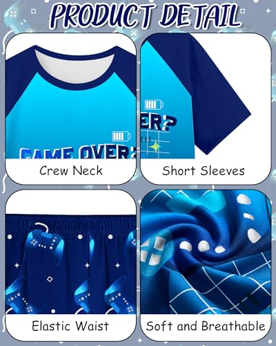 Image of PASHOP Boys Pajamas Little Big Boys Pajamas Short Sleeves and Pants 2 Pieces Summer Pjs Set Kids Boy Sleepwear Size 8-14