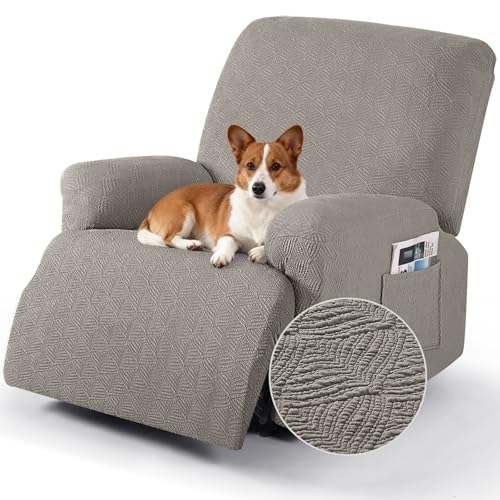 Image of Timeles Recliner Covers Extra Wide Recliner Chair Cover Reclining Sofa Slipcovers for Pet&Kid,Stretch Soft Washable (One-Seater Oversized, Taupe)