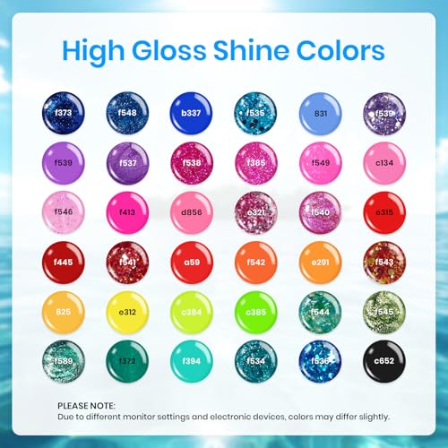Image of Beetles Gel Nail Polish Kit - Island Holiday 36 Colors Neon Yellow Orange Hot Pink Glitter Gel Polish with Base Top Coat Matte Top Coat, Soak Off UV LED DIY Manicure Gift for Women
