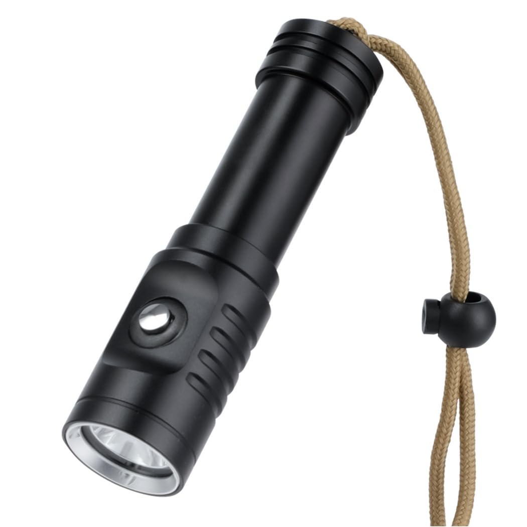 Torcia subacquea AP01 1050lm con indicatore di alimentazione, torcia impermeabile IPX8, torcia portatile per immersioni, campeggio, escursionismo, nero