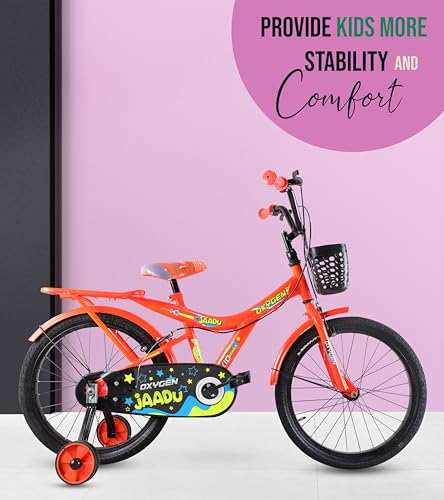 Image of OXYGEN Kids Cycle for Girls 6-9 Years, 20 Inch Tyres, Single Speed Non-Geared Bicycle with Steel Frame, Front & Rear Wire Brakes (Orange)