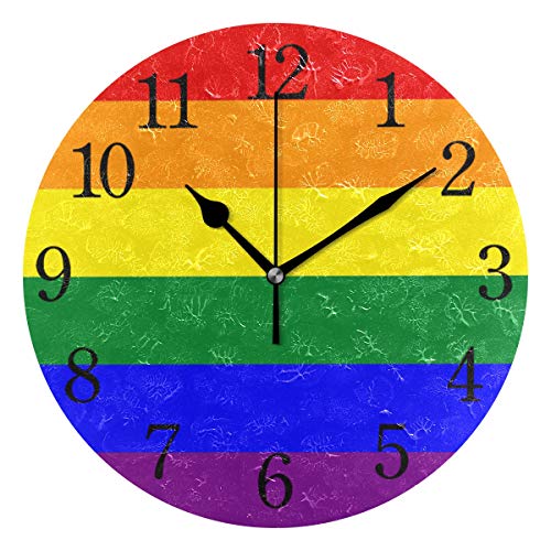 BKEOY Wanduhr mit Regenbogen-Flaggen-Motiv Cover