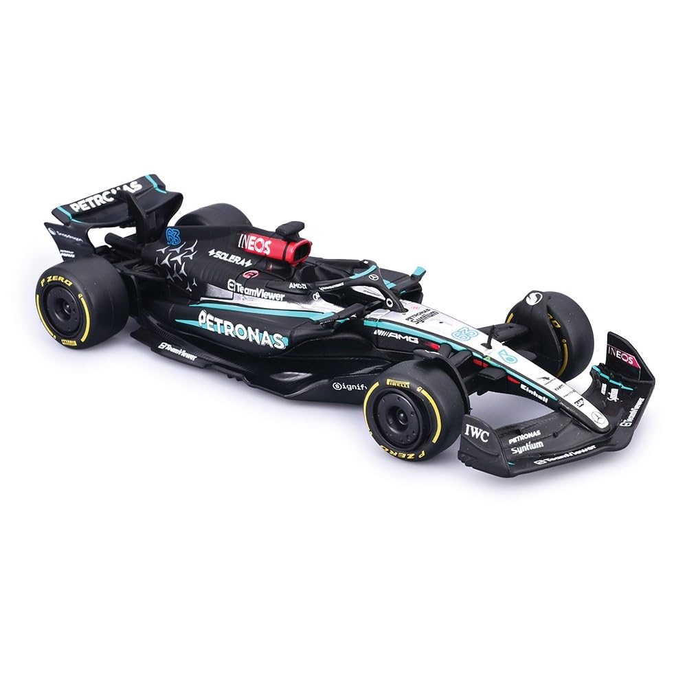 BBURAGO Mercedes-AMG Semi Truck con W15 (2024) #63 Russell, Set Diecast in Scala 1:43, Bisarca Dettagliata con Auto F1, Licenza Ufficiale, Età Consigliata 3+ Anni