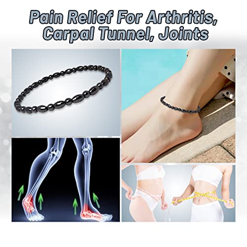 Hion 4 Pack Magnetic Therapy Anti-Swelling Black Obsidian Anklets for Women Men Black Obsidian Ankle Bracelet Hematite Therapy Bracelets Energy Healing Anklet Bracelets3