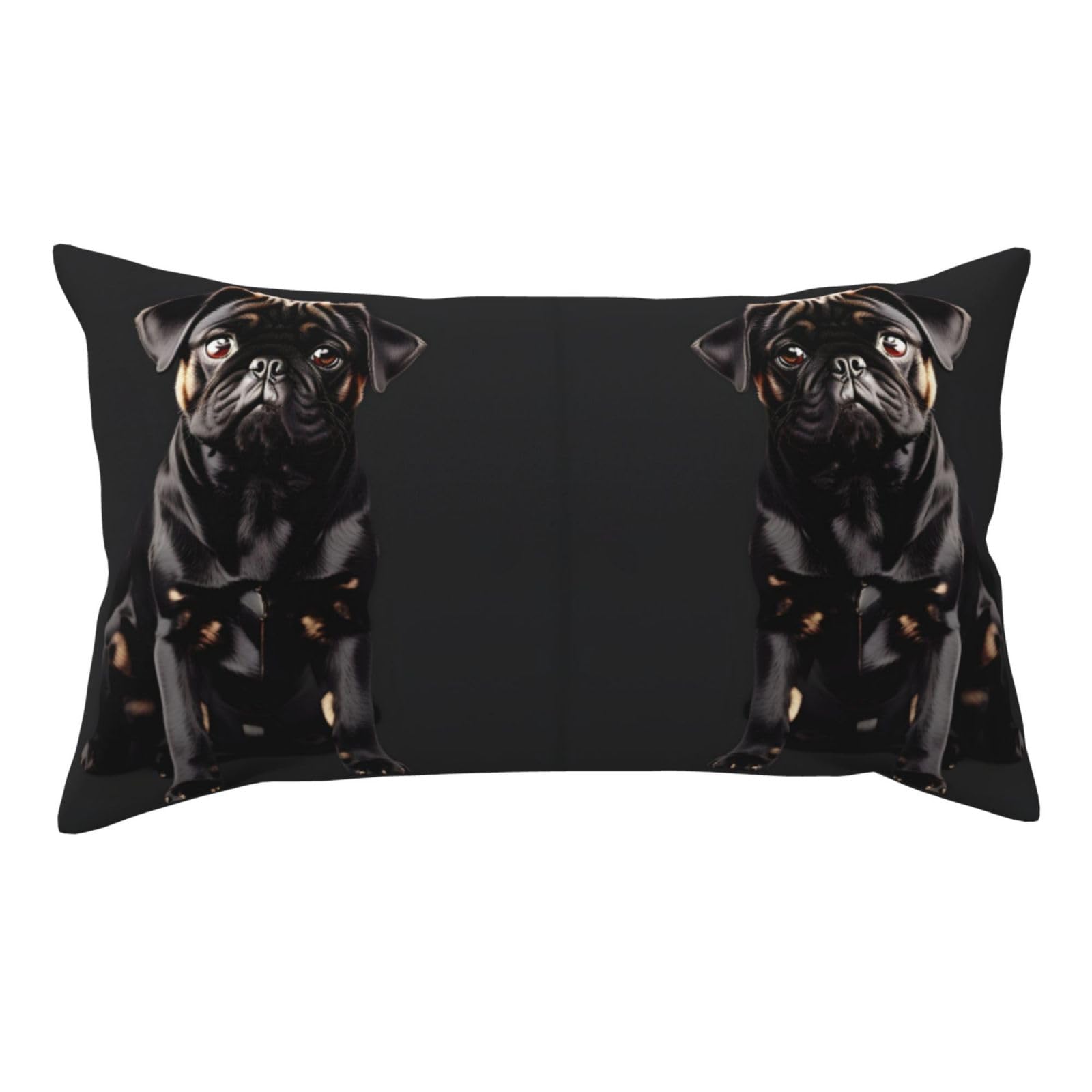 Cute Black Pug Dog-Standard-Scale-2_00x Double Sided Fluffy Pillow Cover 20x36 Printed Soft Plush Decorative Case for Sofa Living Room
