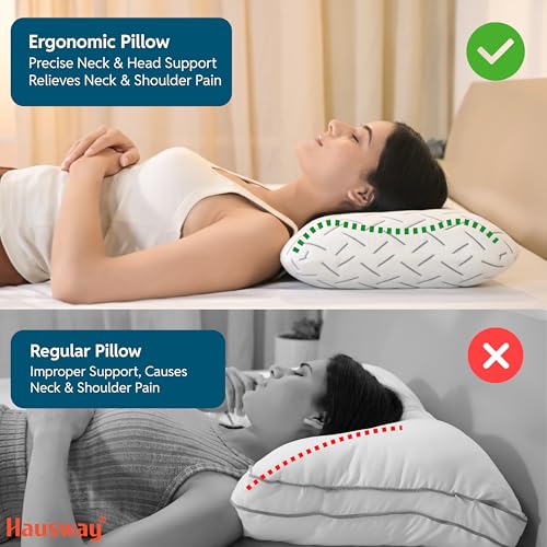Image of Cool Gel Ergonomic Memory Foam Pillow, Orthopedic Pillow for Neck Pain Relief & Back Support with Removable Zipper Cover, 21x14x4.5 Inches, White, Pack of 1
