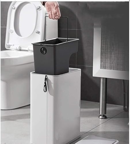 Miniatura 6 de Garbage Cans Automatic Opening Stainless Steel Bin,1.8 Gallon Capacity,Bring Your Own Tissue Holder Toilet Brush Waste Basket (Color  Champagne)