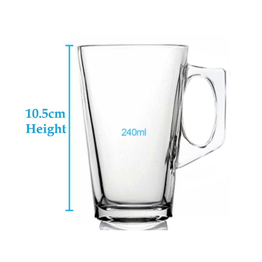 AL-FAHMI Set 2 Bicchieri In Vetro Temperato 240 Ml – Per Latte, Tè, Caffè, Cappuccino – Adatti A Macchine Bosch, DeLonghi, Dolce Gusto