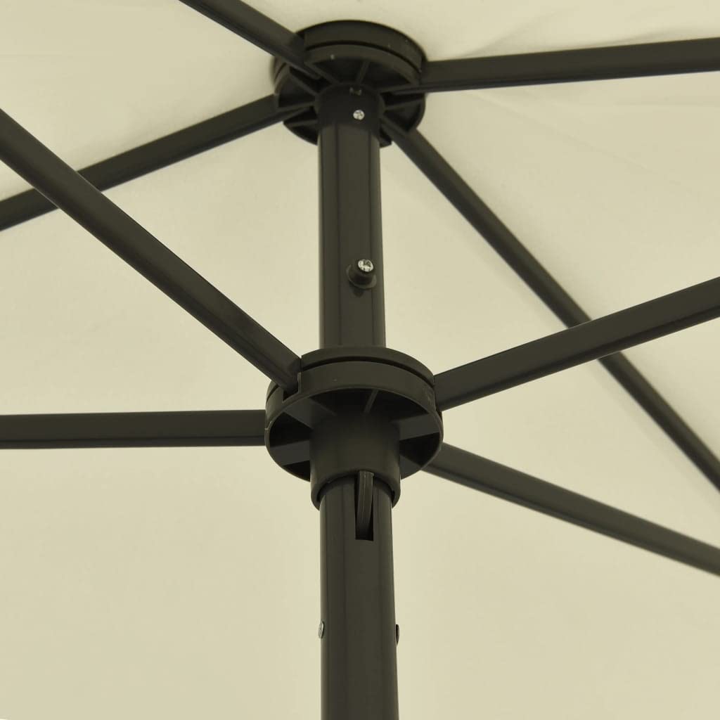 Parasol plażowy w kolorze piaskowo-żółtym, 180 x 120 cm, odporny na działanie promieni UV, z mechanizmem przechylania, na plażę i do ogrodu, wykonany z poliestru o