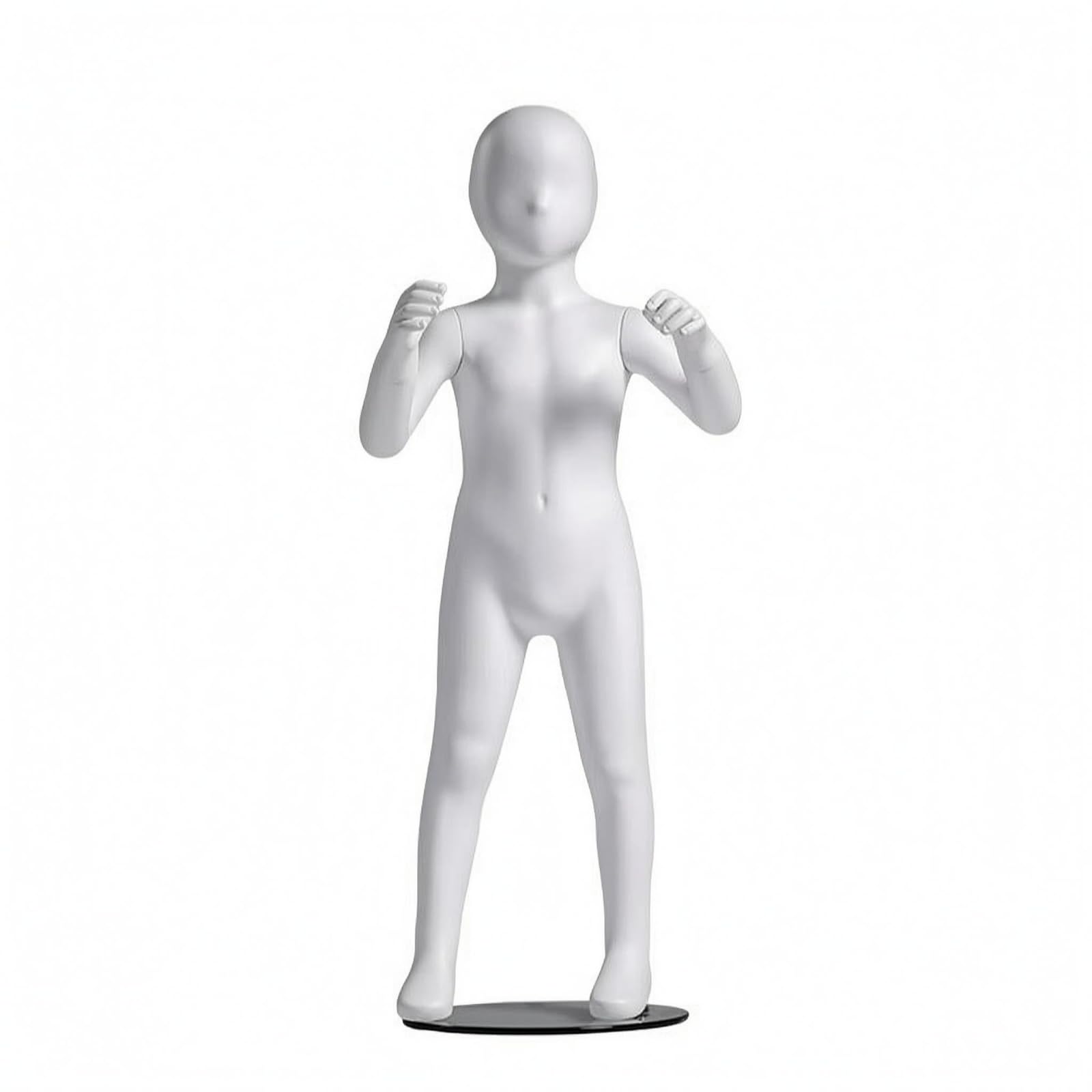 Kinder Schaufensterpuppe Ganzkörper Mannequin Kinderpuppe Schaukörper Torso mit Basis aus FRP Und Glas für Stabile , Weiß , QT-1-6 Kindermodell Stehend, Mit Sockel