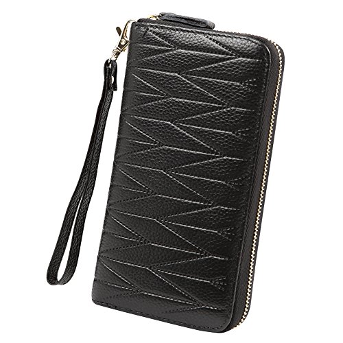 Women's RFID Blocking 36 Slots Card Holder Long Big Leather Zipper Wristlet Clutch Wallet2