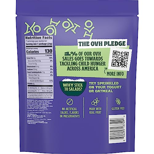 Image of Orchard Valley Harvest Salad Toppers Honey Roasted Sliced Almonds With Sweetened Blueberries & Cranberries Multipack, Gluten Free, Made With Real Fruit, No Artificial Colors, 0.85 oz (Pack of 28)
