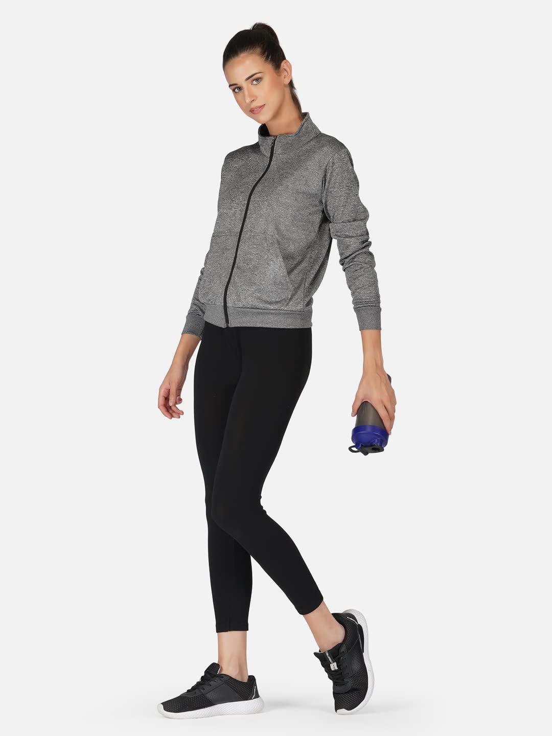 UZARUS Women's Sports Gym Training Jacket Grey - Image 2 thumbnail