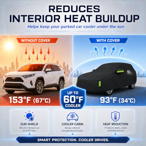 Image of Car Cover All Weather Custom Fit for Model Y Waterproof 10 Layers 210T Full Cover Universal Heavy Duty Sun UV Rain Hail Protection with Driver Door Zipper Breathable Vents.